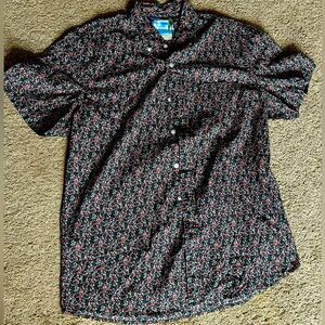 Stylish Black Floral Button Down Shirt